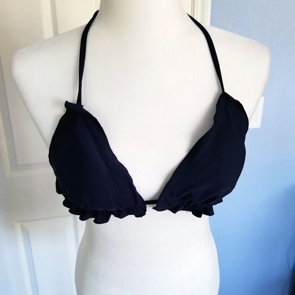 Cute Black String Bikini with Ruffles - Picture 3 of 6